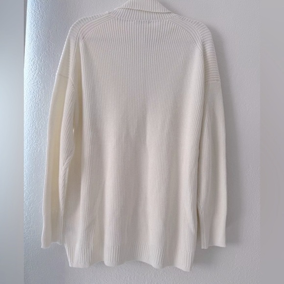 J Crew New Cotton-cashmere ribbed turtleneck sweater Cream Size L Relaxed - Picture 7 of 14